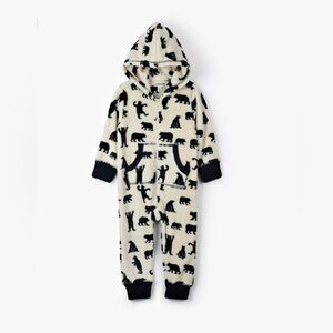 Little Blue House black bears baby fleece jumpsuit
